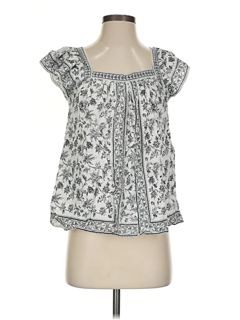 Pre-owned Max Studio Short Sleeve Blouse In Silver