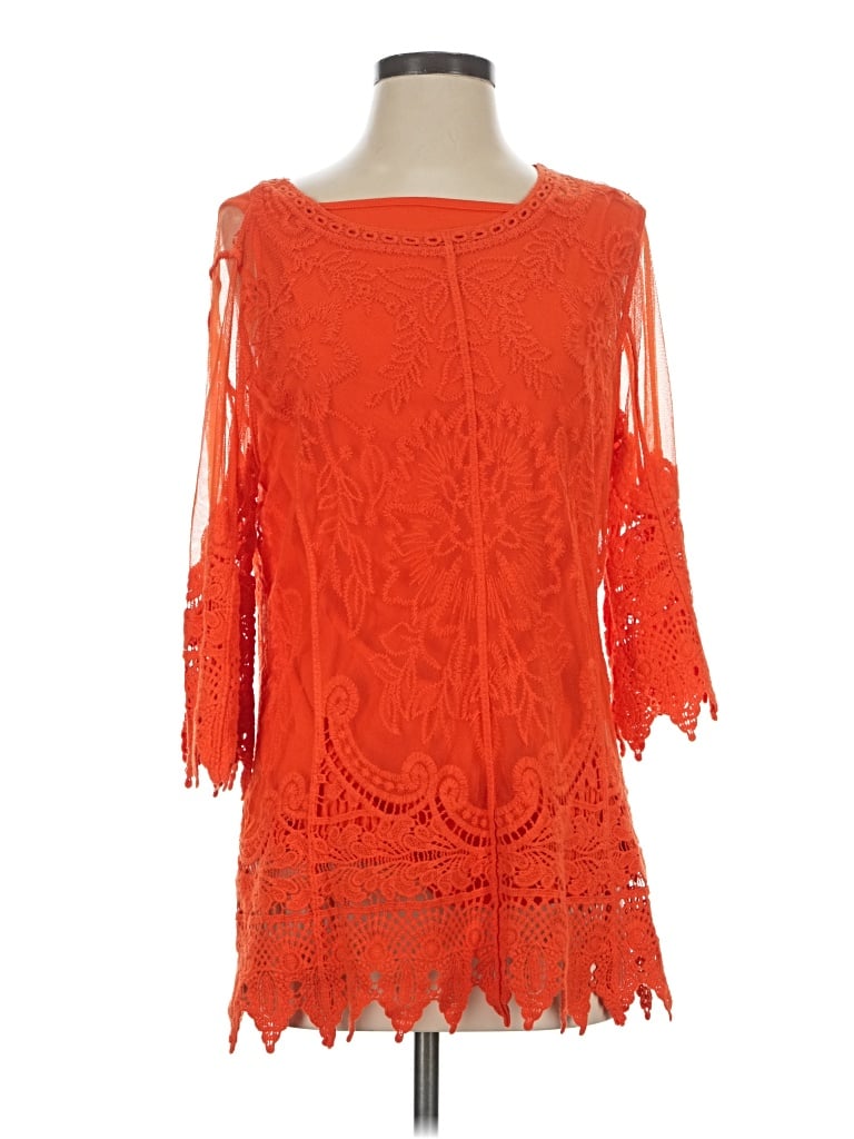 Pre-owned Ultra Pink 3/4 Sleeve Blouse In Orange