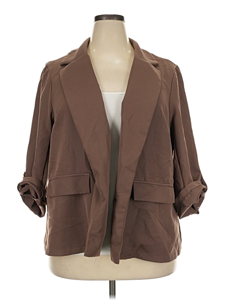 Pre-owned Shein Curve Blazer Jacket In Brown