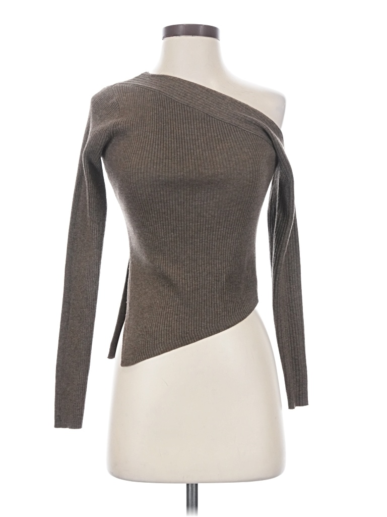 Pre-owned Astr Long Sleeve Top Gray One Shoulder Neckline Tops