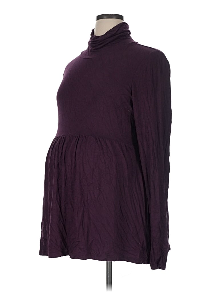 Pre-owned Motherhood Long Sleeve Turtleneck In Purple