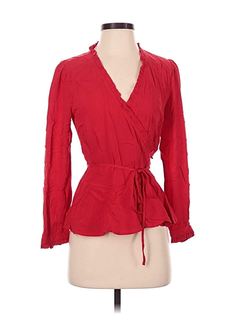 Ann Taylor Loft Long Sleeve Blouse In Red