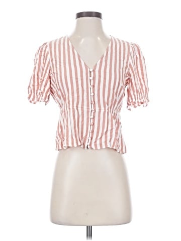 Madewell V-Neck Peplum Popover Top in Stripe (view 1)
