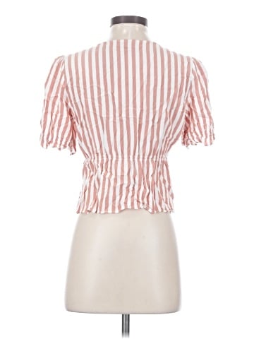 Madewell V-Neck Peplum Popover Top in Stripe (view 2)