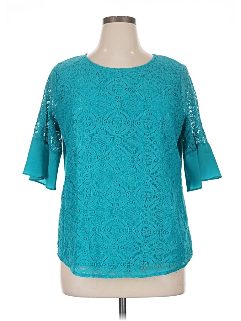 Pre-owned Van Heusen 3/4 Sleeve T-shirt In Teal