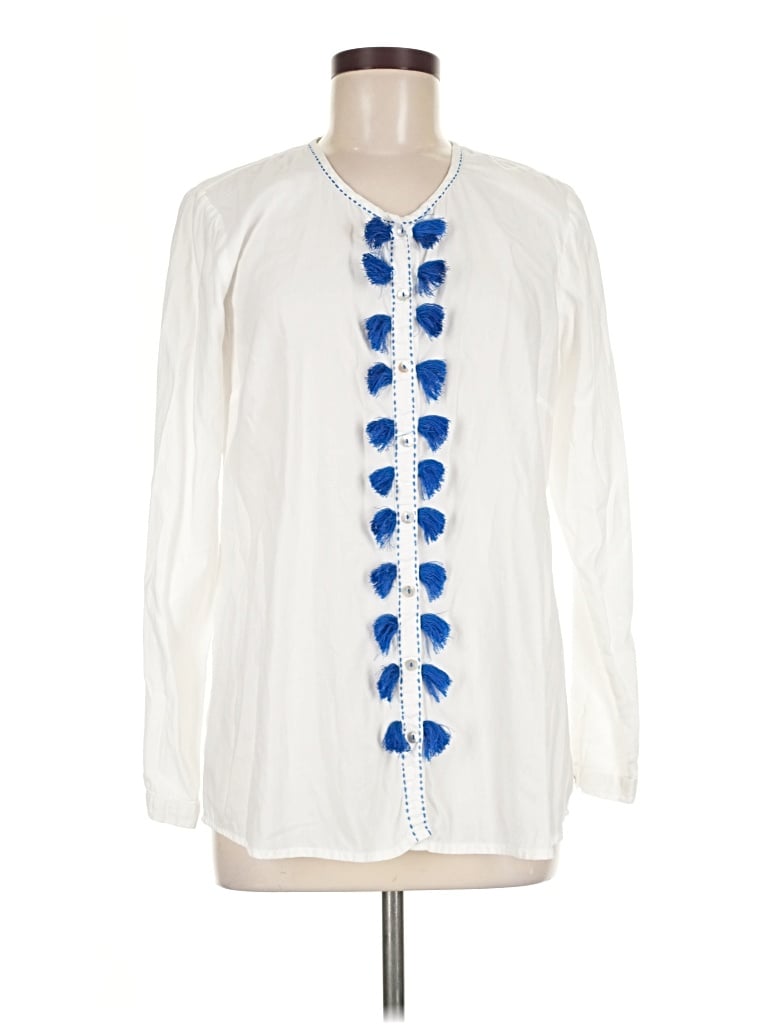 Pre-owned Roberta Roller Rabbit Long Sleeve Blouse In White