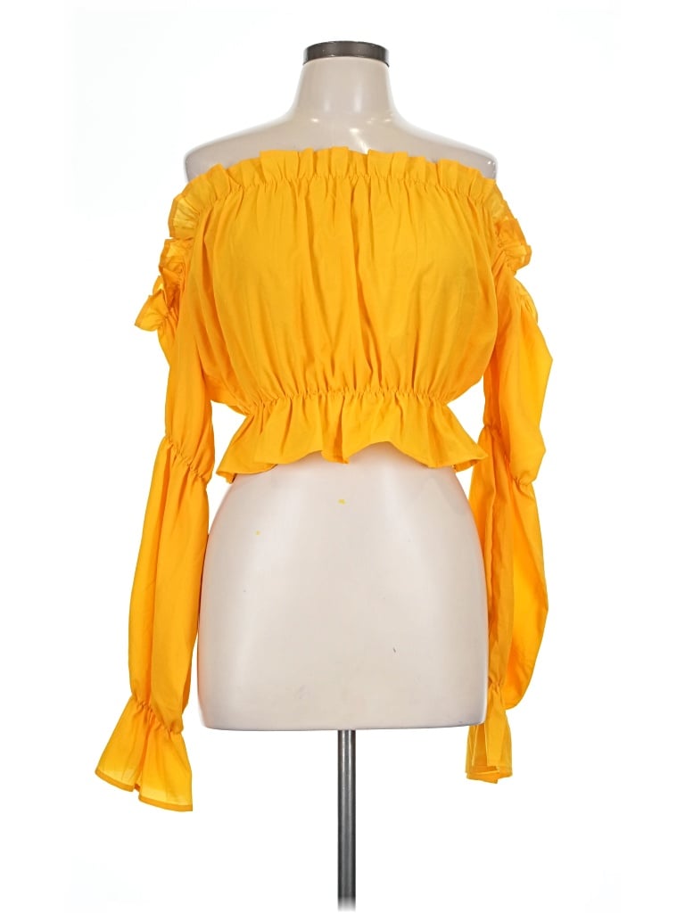 Pre-owned Lyaner Long Sleeve Blouse In Yellow