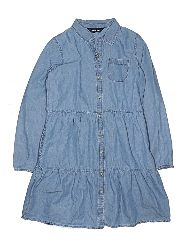 Pre-owned Lands' End Kids'  Dress In Blue