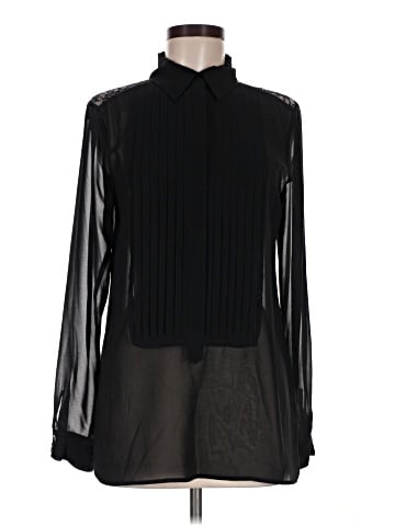 Black Saks Fifth Avenue Long Sleeve Blouse (view 1)