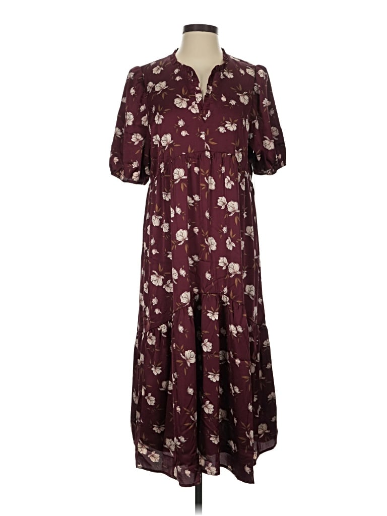 Pre-owned Collective Concepts Casual Dress In Burgundy