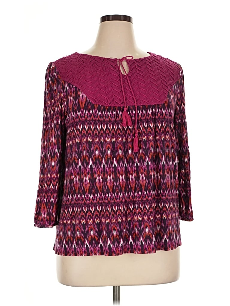 Pre-owned Db Established 1962 3/4 Sleeve Blouse In Burgundy