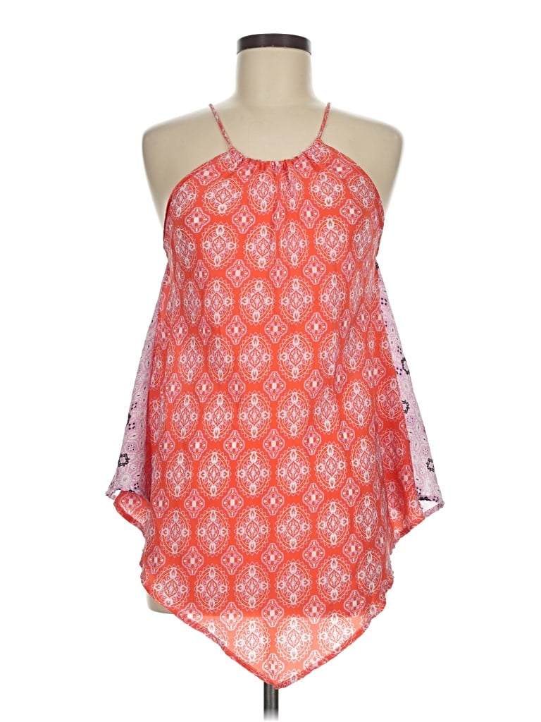 Pre-owned Tolani Sleeveless Silk Top Orange Halter Neckline Tops