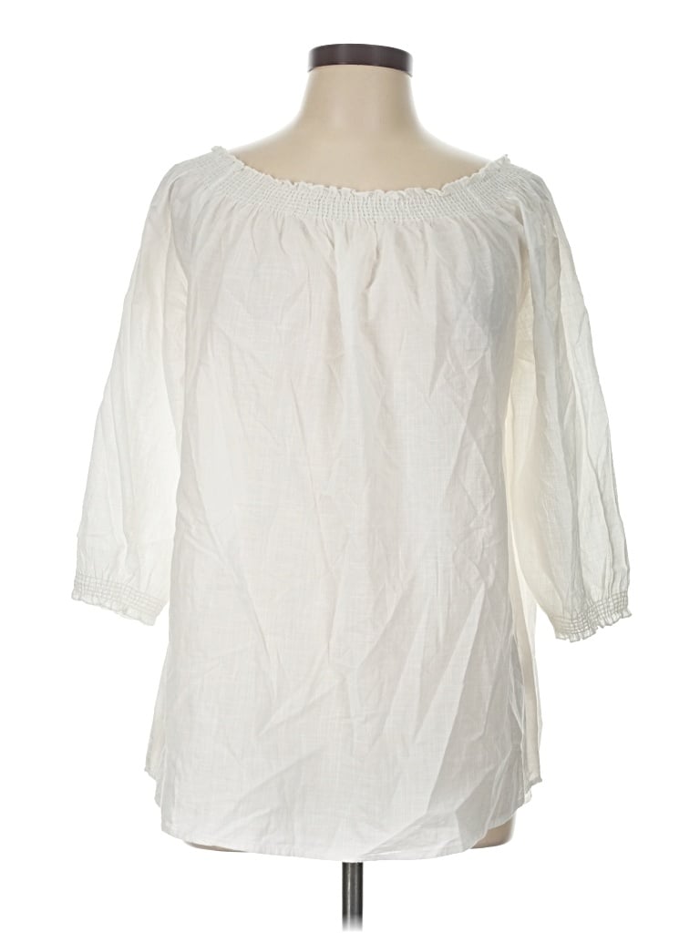 Pre-owned Mud Pie 3/4 Sleeve Blouse In Ivory