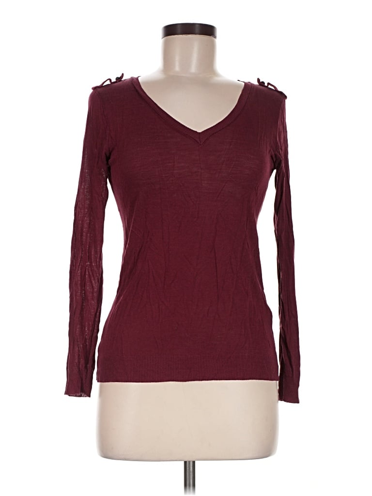 Pre-owned Massimo Dutti Long Sleeve T-shirt In Burgundy