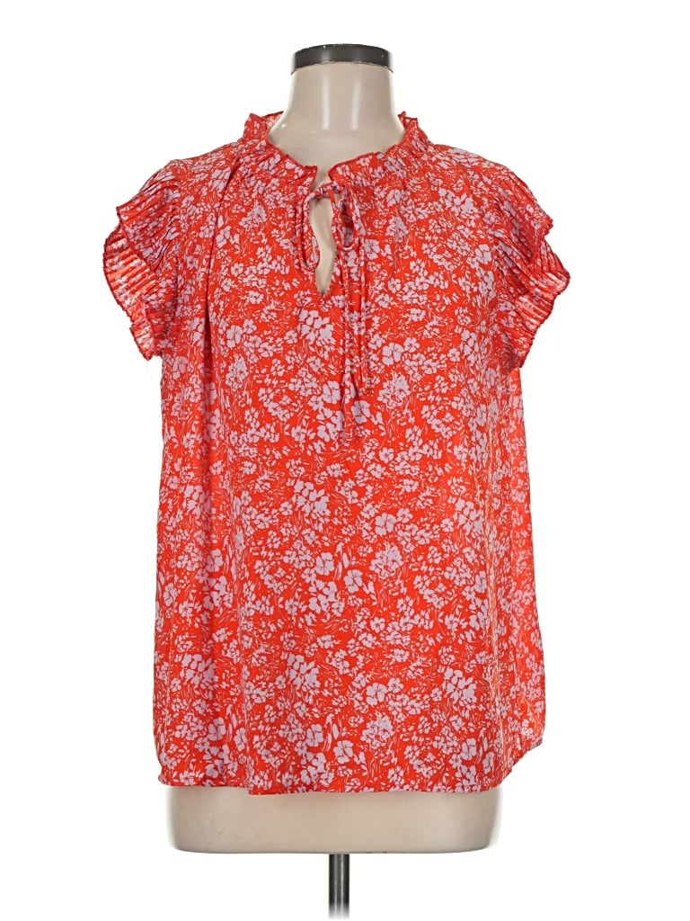 Pre-owned Voy Short Sleeve Blouse In Red