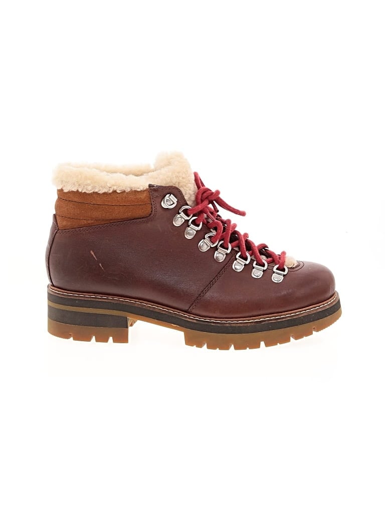 Pre-owned Clarks Ankle Boots In Burgundy