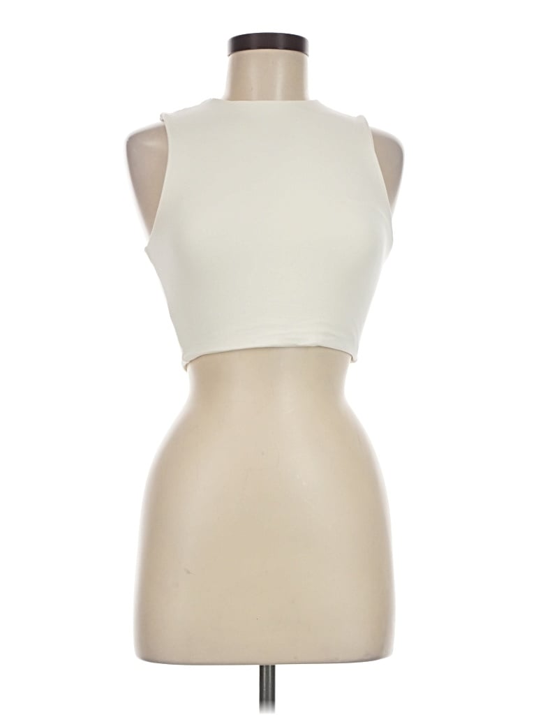 Pre-owned Klassy Network Tank Top Ivory Halter Neckline Tops