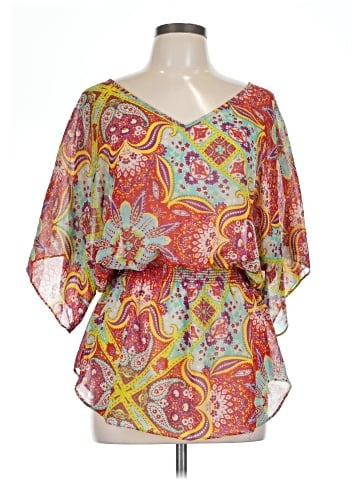 Aqua 3/4 Sleeve Blouse (view 1)