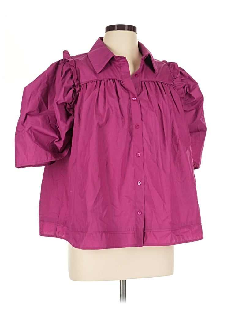 Pre-owned Entro 3/4 Sleeve Button Down Shirt In Purple