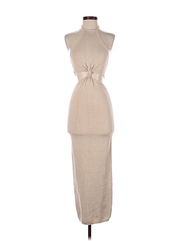 Pre-owned Miou Muse Cocktail Dress In Tan