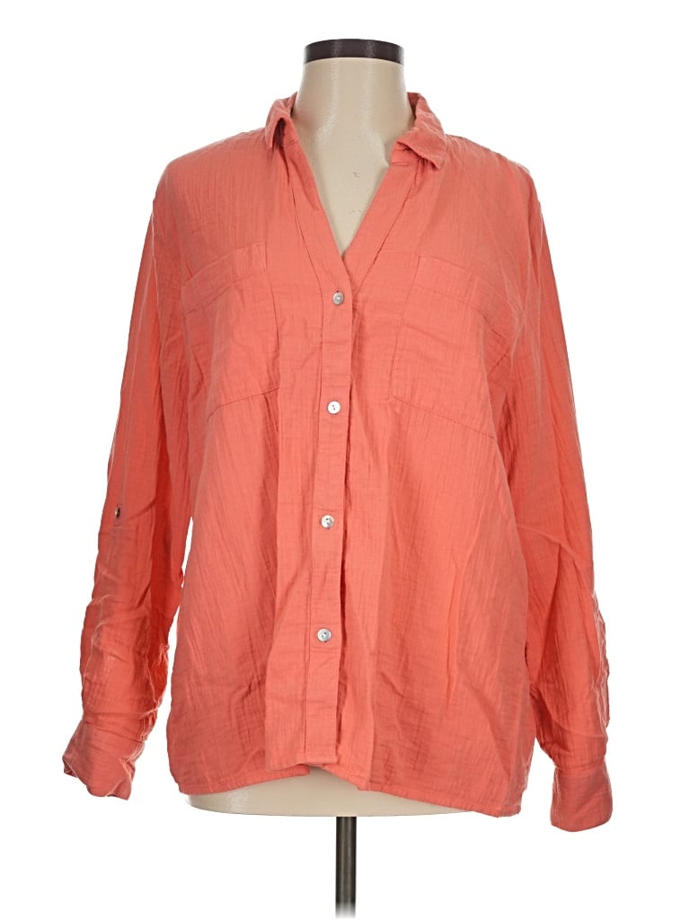 Pre-owned Wonderly Long Sleeve Button Down Shirt In Orange