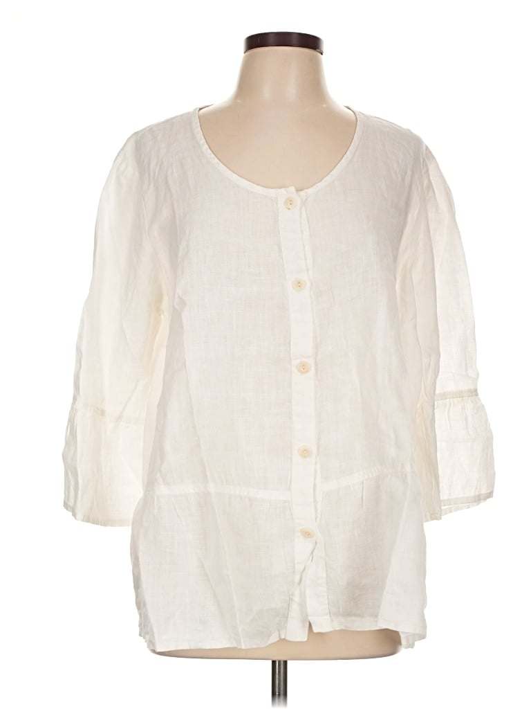 Pre-owned Flax 3/4 Sleeve Blouse In Ivory