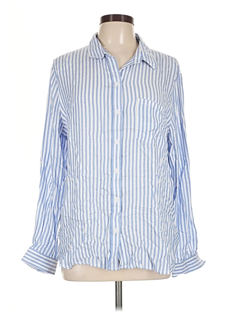Pre-owned Beachlunchlounge Long Sleeve Button Down Shirt In Blue