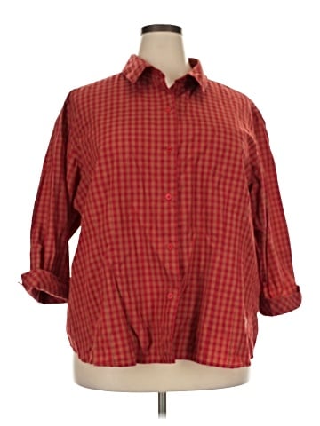 Basic Editions 3/4 Sleeve Button-Down Shirt (view 1)
