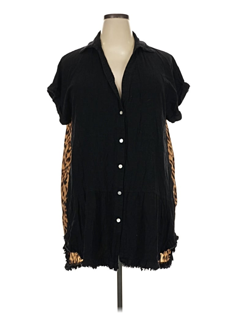 Pre-owned Umgee Short Sleeve Blouse In Black