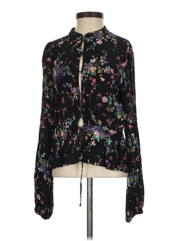 Pre-owned Rolla's Long Sleeve Blouse In Black