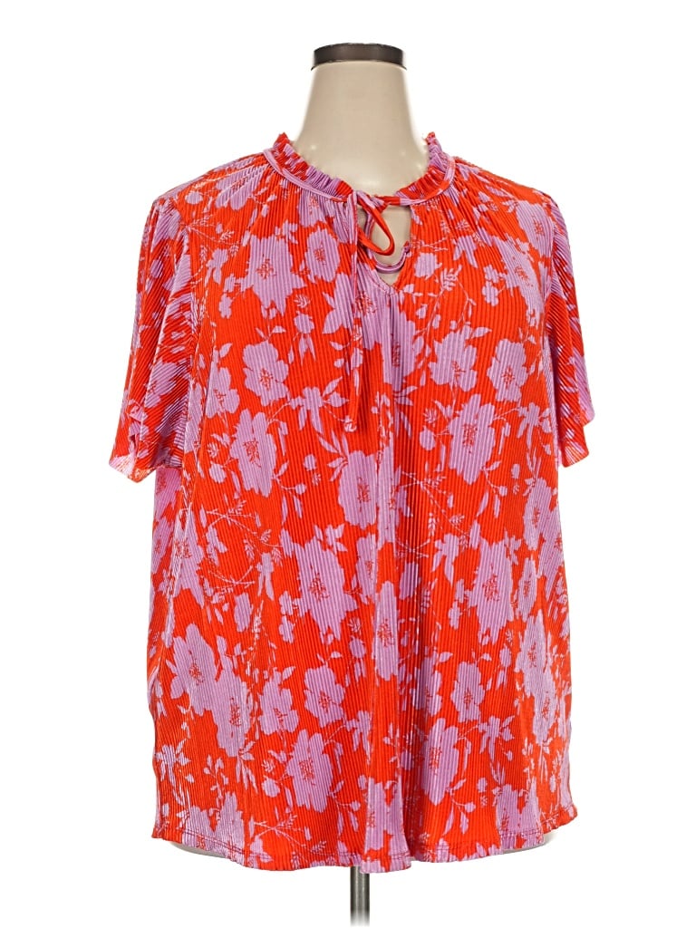 Pre-owned Cato Short Sleeve Blouse In Orange