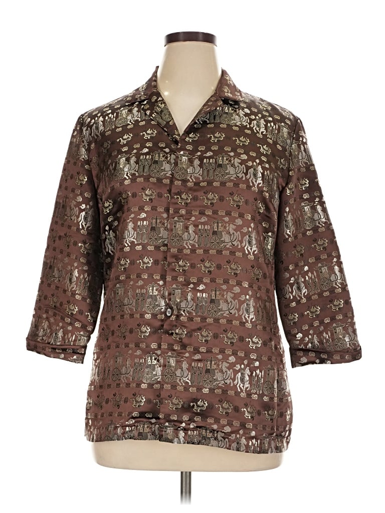 Pre-owned Chico's Design 3/4 Sleeve Blouse In Brown