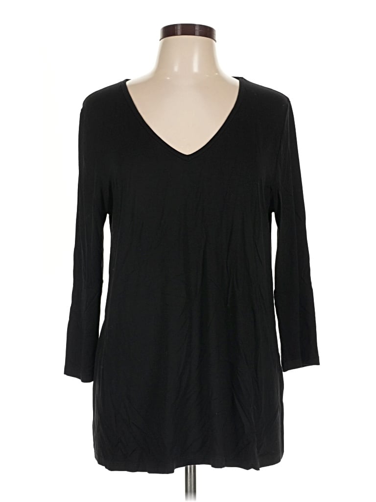 Pre-owned Kozan 3/4 Sleeve Top Black V-neck Tops