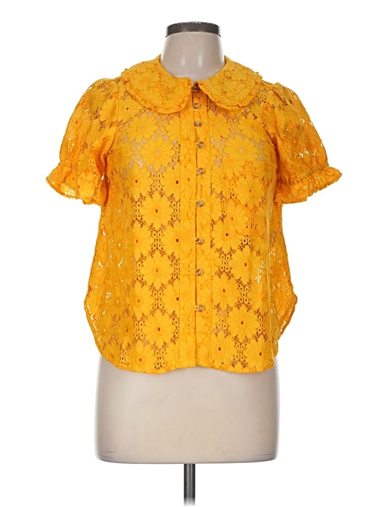 Pre-owned Pilcro Short Sleeve Blouse In Yellow