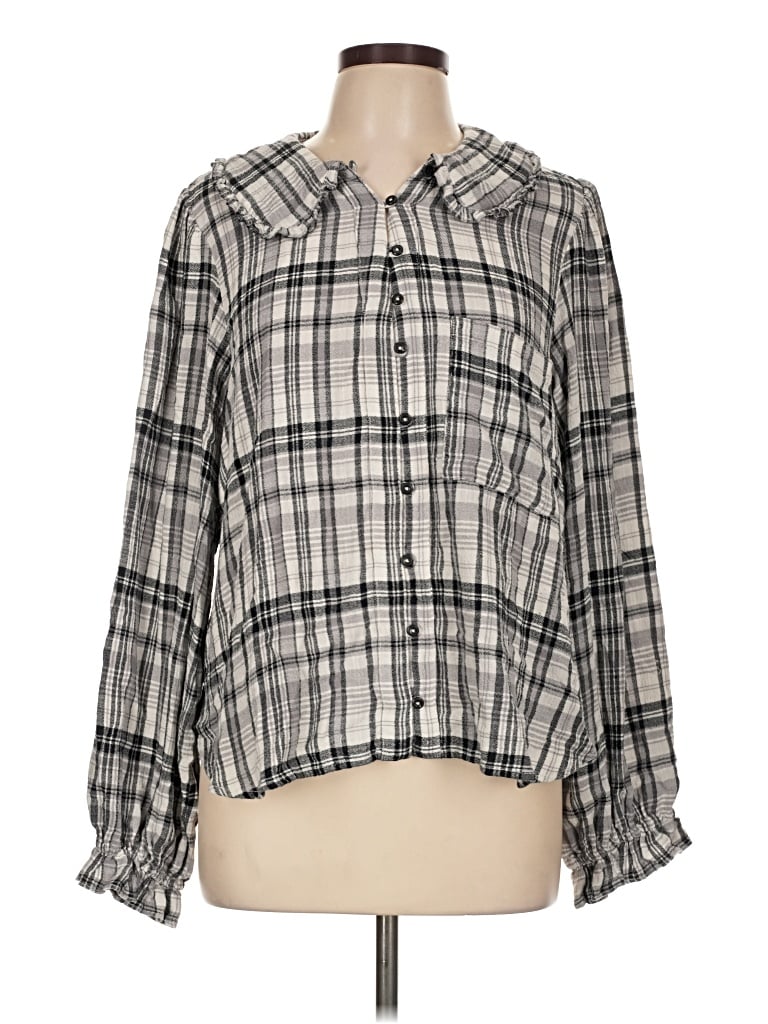 Pre-owned Pilcro Long Sleeve Blouse In Gray