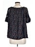 Easel 100% Rayon Blue Short Sleeve Blouse Size L - photo 2