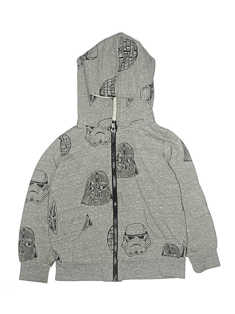 Pre-owned Star Wars Kids' Zip Up Hoodie In Gray