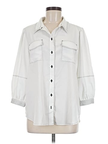 Karl Lagerfeld Paris 3/4 Sleeve Button-Down Shirt (view 1)