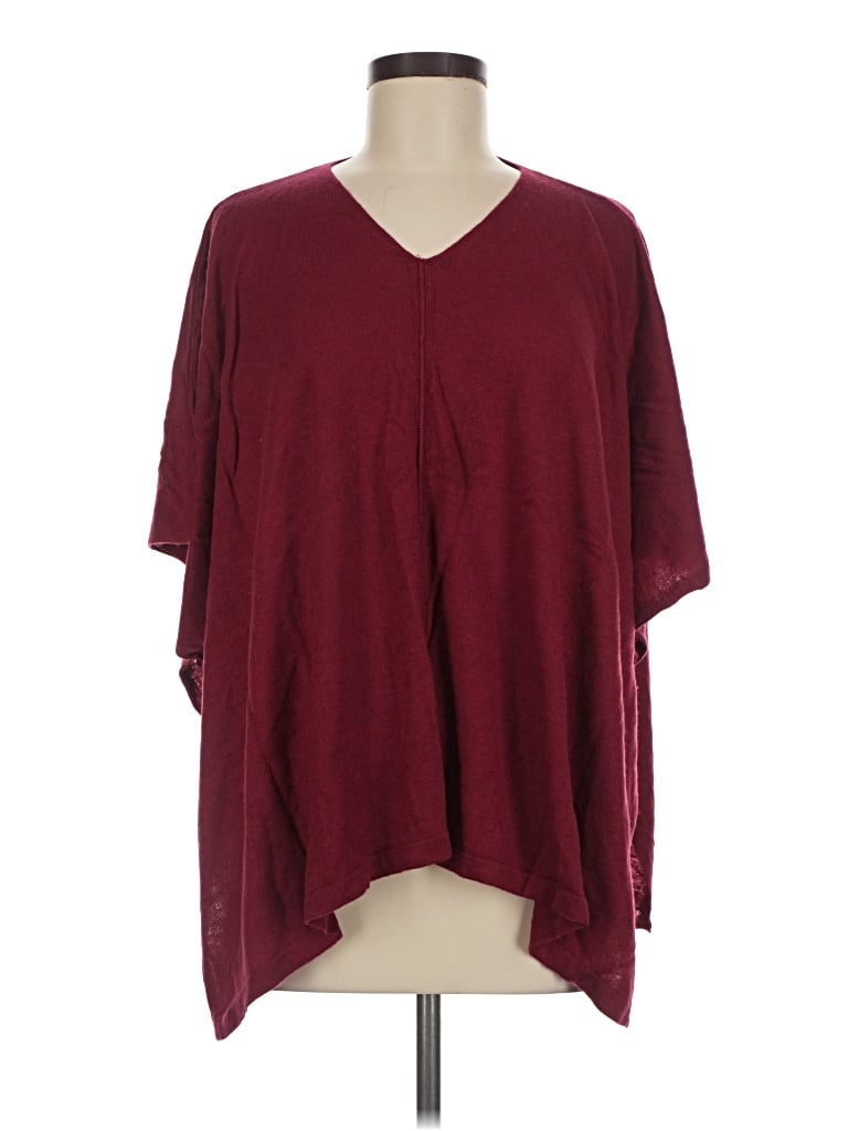 Pre-owned Jjill Poncho In Burgundy
