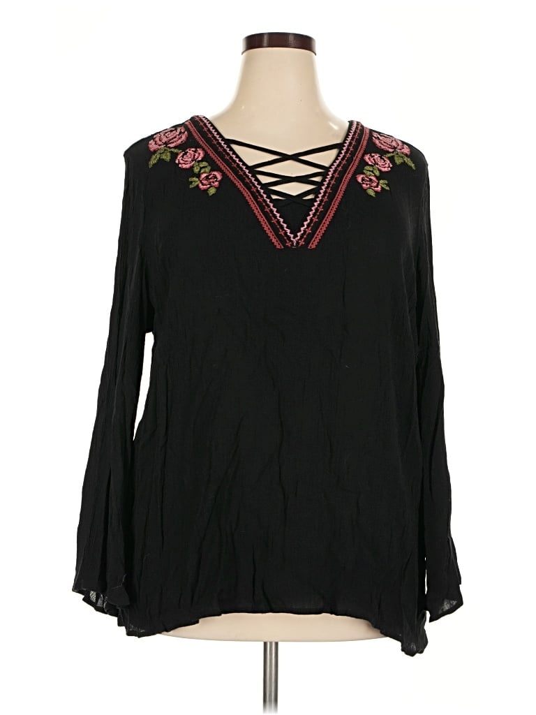 Pre-owned Como Vintage Long Sleeve Blouse In Black