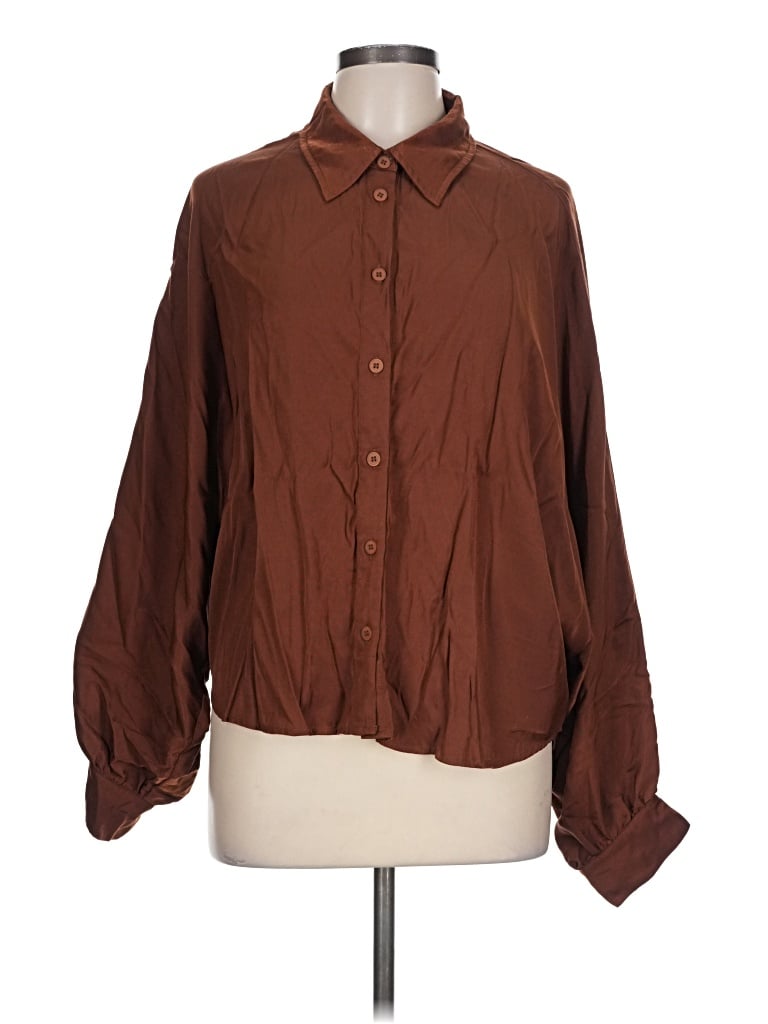 Pre-owned &merci Long Sleeve Blouse In Brown