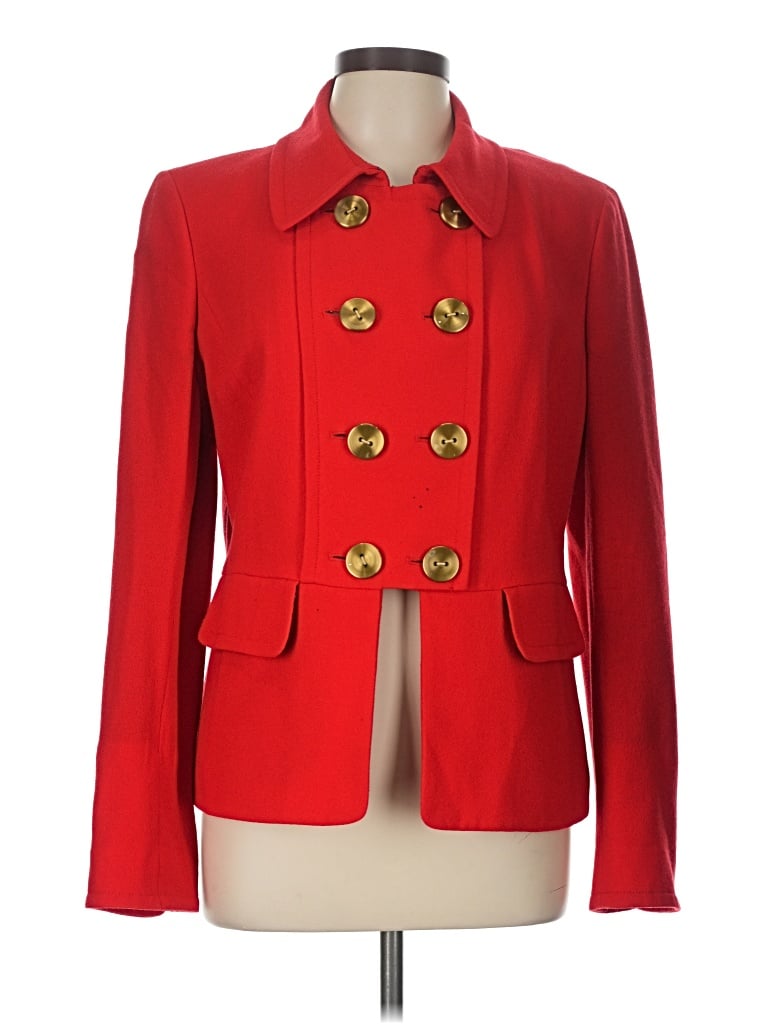 Pre-owned Ellen Tracy Wool Blazer Jacket In Red