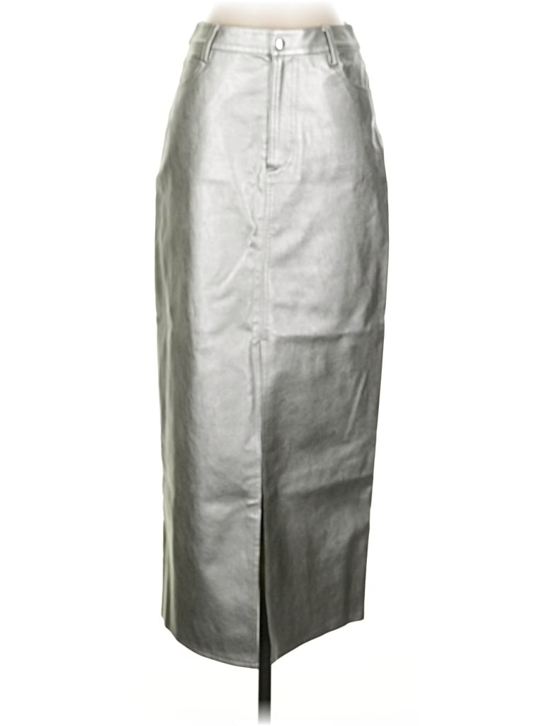 Pre-owned Wayf Faux Leather Skirt In Silver