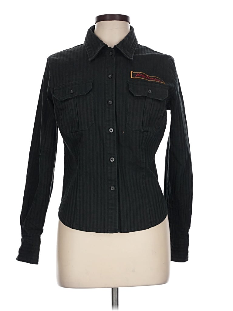 Pre-owned Harley Davidson Long Sleeve Button Down Shirt In Black