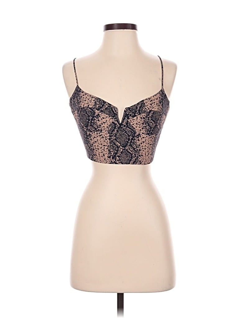 Pre-owned Blue Life Tank Top Brown Sweetheart Neckline Tops