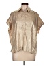 Le Soir 100% Polyester Metallic Gold Short Sleeve Blouse Size L - photo 1