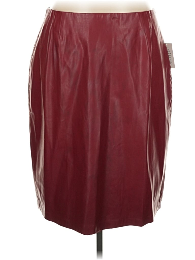 Eloquii Faux Leather Skirt In Burgundy