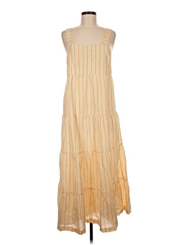 Madewell Striped Button-Back Tiered Midi Dress (view 1)