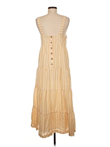 Madewell Striped Button-Back Tiered Midi Dress (view 2)
