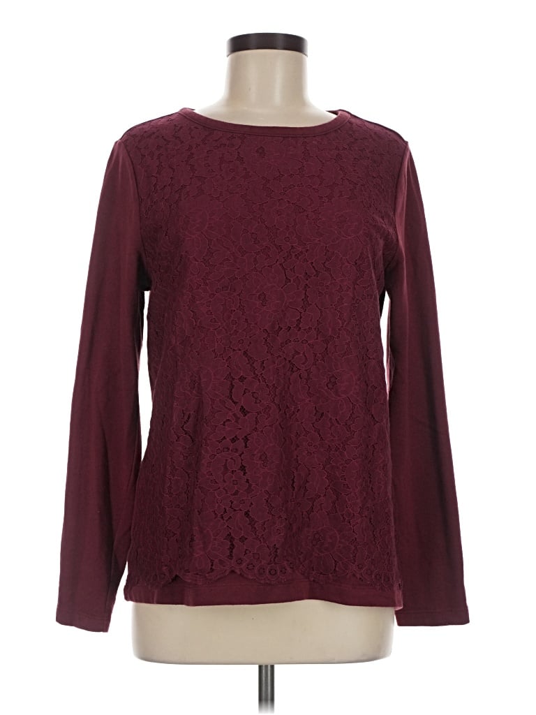 Pre-owned Van Heusen Long Sleeve Blouse In Burgundy